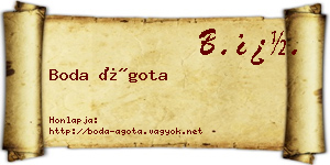 Boda Ágota névjegykártya