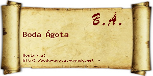 Boda Ágota névjegykártya